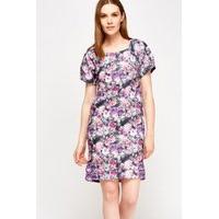 Flower Print Textured Shift Dress