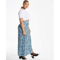 Floral Print Stretch Jersey Maxi Skirt