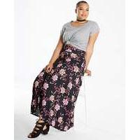 floral print stretch jersey maxi skirt