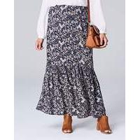 Floral Print Button Front Maxi Skirt