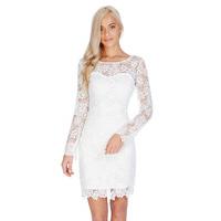 floral lace long sleeved mini dress white