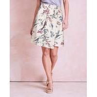Floral Print Linen Mix Asymmetric Skirt