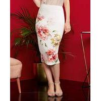 Floral Print Stretch Scuba Pencil Skirt