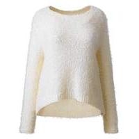 Fluffy Jumper with Dipped Hem