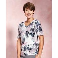 floral print jumper with embellishment