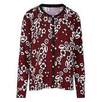 Floral Print Crew Neck Cardigan