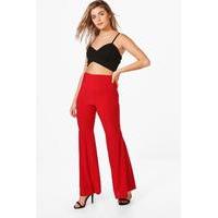 Flared Knee Slinky Trousers - red