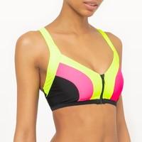 Fluorescent Multi-Coloured Bikini Top with Zip.