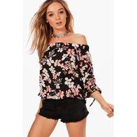 floral print bardot top multi