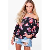 floral bardot top multi