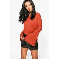 Flute Sleeve Fine Gauge Jumper - rust