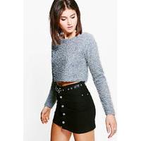 fluffy knit cropped jumper grey