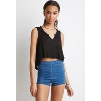 Flat Front Denim Shorts