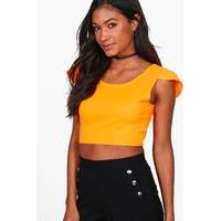 Fluro Plunge Back Cropped Top - orange