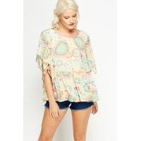 Flared Sleeve Printed Top