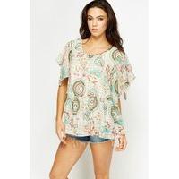 flared sleeve printed top