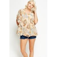 Flared Sleeve Printed Top