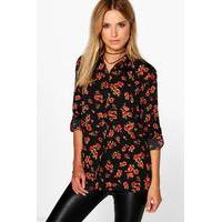 Floral Print Shirt - black