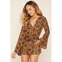 floral print bell sleeve playsuit