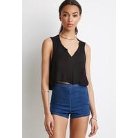 Flat Front Denim Shorts