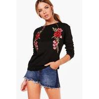 floral embroidered jumper black