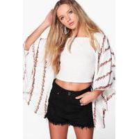 Floral Stripe Kimono - white