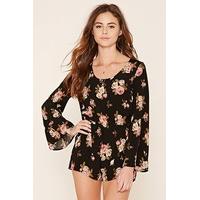 floral bell sleeve playsuit