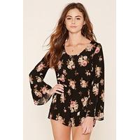 Floral Bell-Sleeve Playsuit