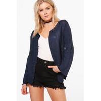 Flared Sleeve Cardigan - navy