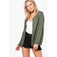 flared sleeve cardigan khaki