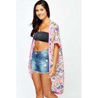 Floral Dip Hem Kimono