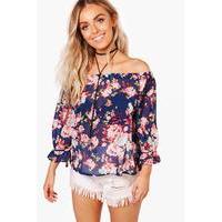 floral bardot top multi