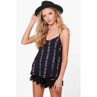 Floral Stripe Cami - navy