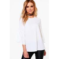 Flared Sleeve Shell Top - ivory