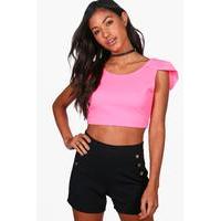 fluro plunge back cropped top pink