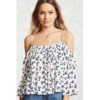 floral open shoulder top