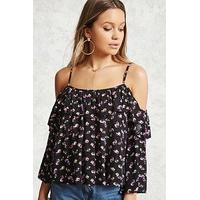 floral open shoulder top