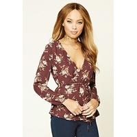 floral print wrap front top