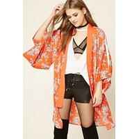 Floral Print Satin Kimono