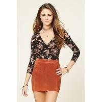 Floral Surplice Crop Top