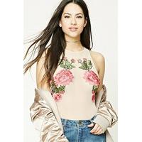 floral applique mesh bodysuit