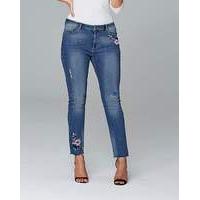 Floral Embroidered Straight Leg Jeans Re