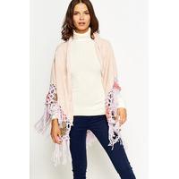 flower crochet hem open poncho