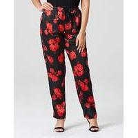 Floral Printed Satin Trousers Regular