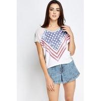 Flag Printed Dip Hem Top