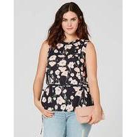 Floral Ladder Insert Top With Peplum Hem