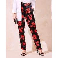 floral printed satin trousers regular