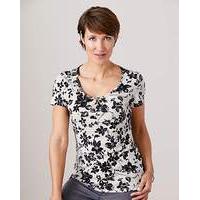 Floral Print Jersey Round Neck Top