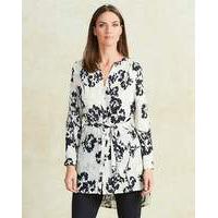 Floral Ivory Print Belted Tunic