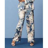 Floral Print Satin Wide Leg Trousers